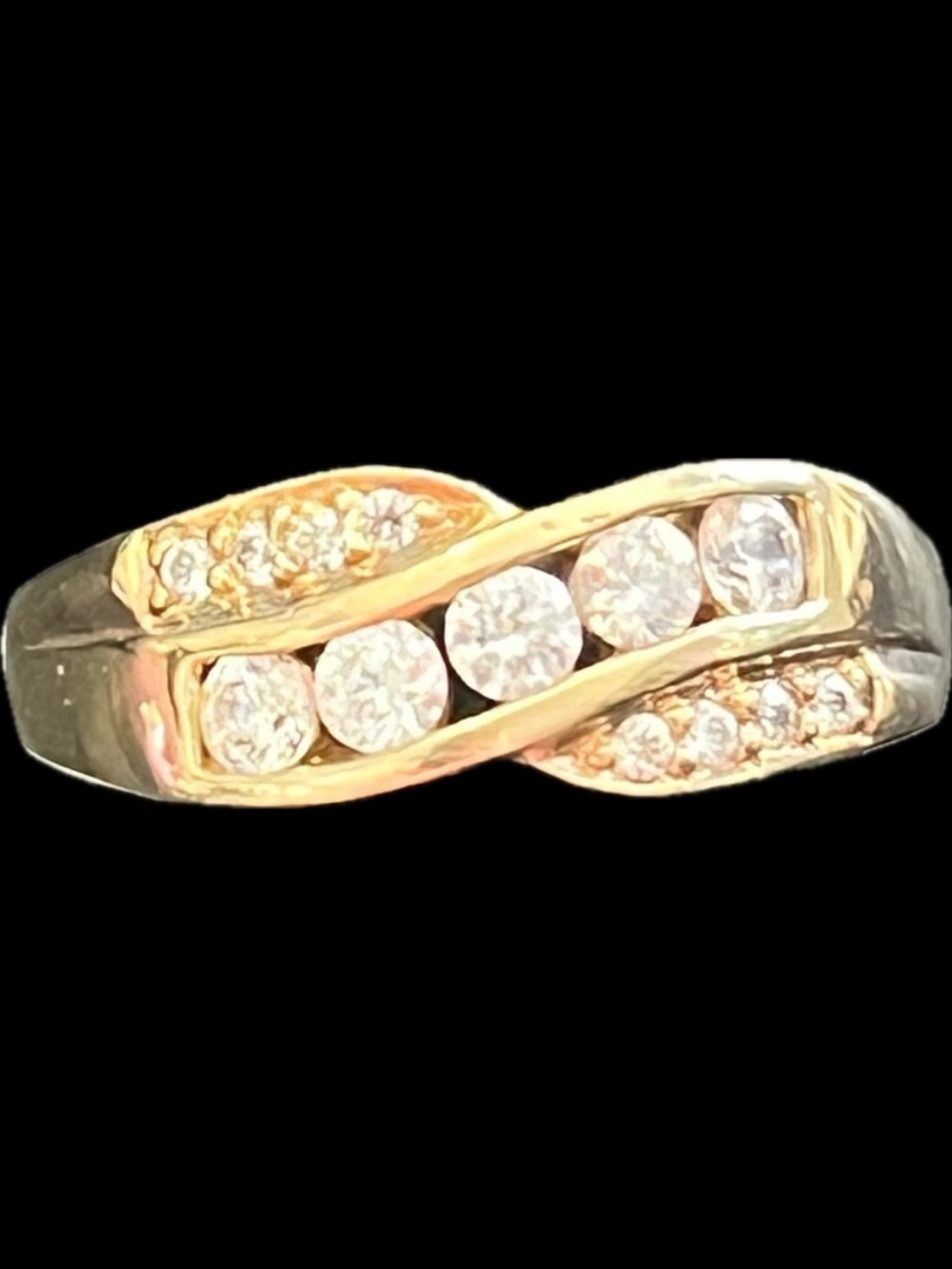 Victoria Wieck vintage absolute CZ wedding band inscribed Love you Gold HSN